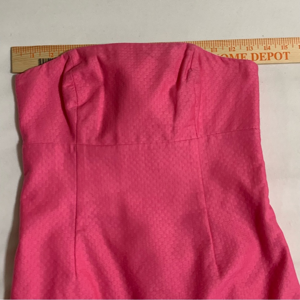 Lilly Pulitzer Strapless Mini Dress 00 Franco Dancing Daffodils Pink 100% Cotton - Picture 7 of 14